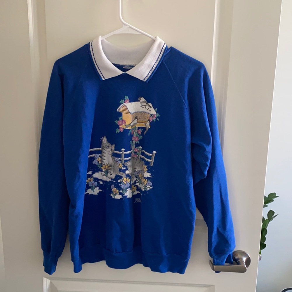 Vintage cat sweater with Peter Pan collar